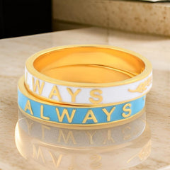 5MM Always Ring in 14K Solid Gold, Always Enamel Ring, Enamel Band Ring, Promise Ring, Personalized Ring, Stacking Band Ring