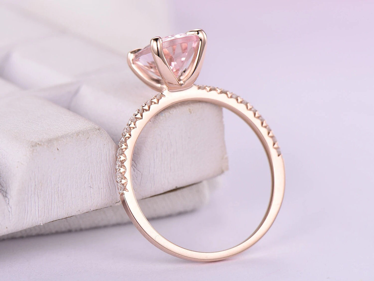 14K Gold Natural Oval Morganite Engagement Ring, Solitaire Ring, Anniversary Ring, Morganite Ring, 14K Gold Handmade Ring, Gemstone Ring