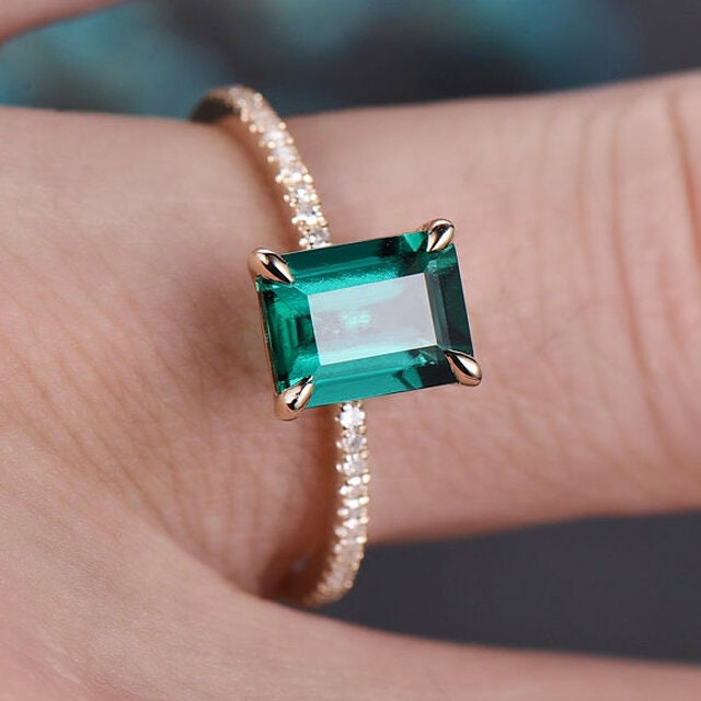 Emerald Ring, Natural Emerald Ring, Dainty Emerald Ring, Emerald Gold Ring, Christmas Gift, Promise Ring, Gift For Her, Solitaire Ring