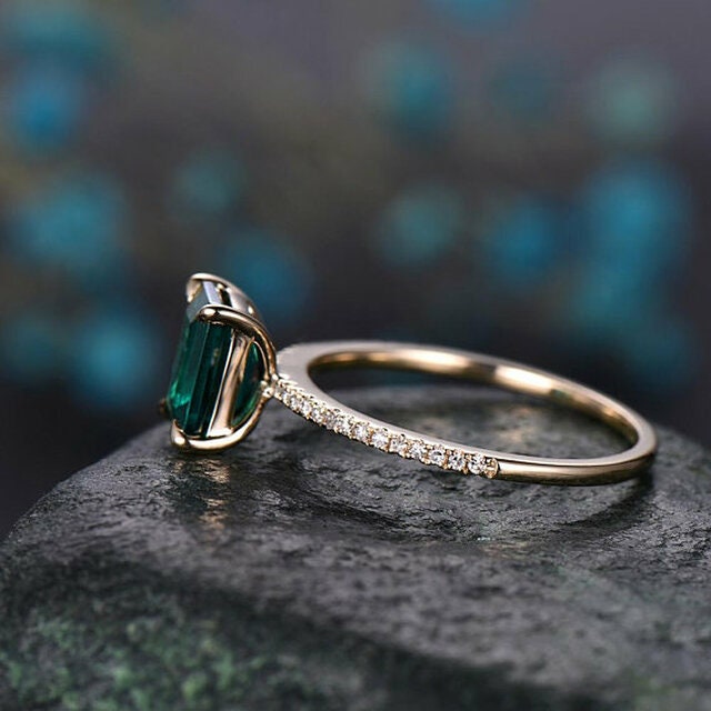 Emerald Ring, Natural Emerald Ring, Dainty Emerald Ring, Emerald Gold Ring, Christmas Gift, Promise Ring, Gift For Her, Solitaire Ring