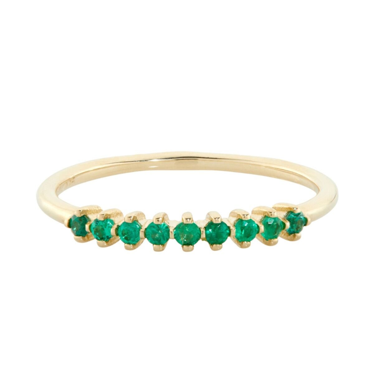 Emerald Wedding Band. 14K Solid Gold Emerald Band, Emerald Half Eternity Band, May Birthstone, Matching Band, Anniversary Gift For Her