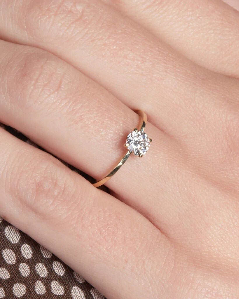 2CT Round Moissanite Solitaire Engagement Ring for women, 14k Gold Bridal Wedding Ring, 14K Yellow Gold Ring, gift for her, Solitaire Ring