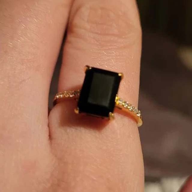 Black Emerald Cut Moissanite engagement ring, Onyx Emerald Engagement Ring, Anniversary Ring, Wedding Ring, Gift For Her