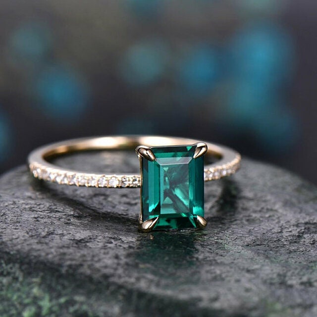 Emerald Ring, Natural Emerald Ring, Dainty Emerald Ring, Emerald Gold Ring, Christmas Gift, Promise Ring, Gift For Her, Solitaire Ring