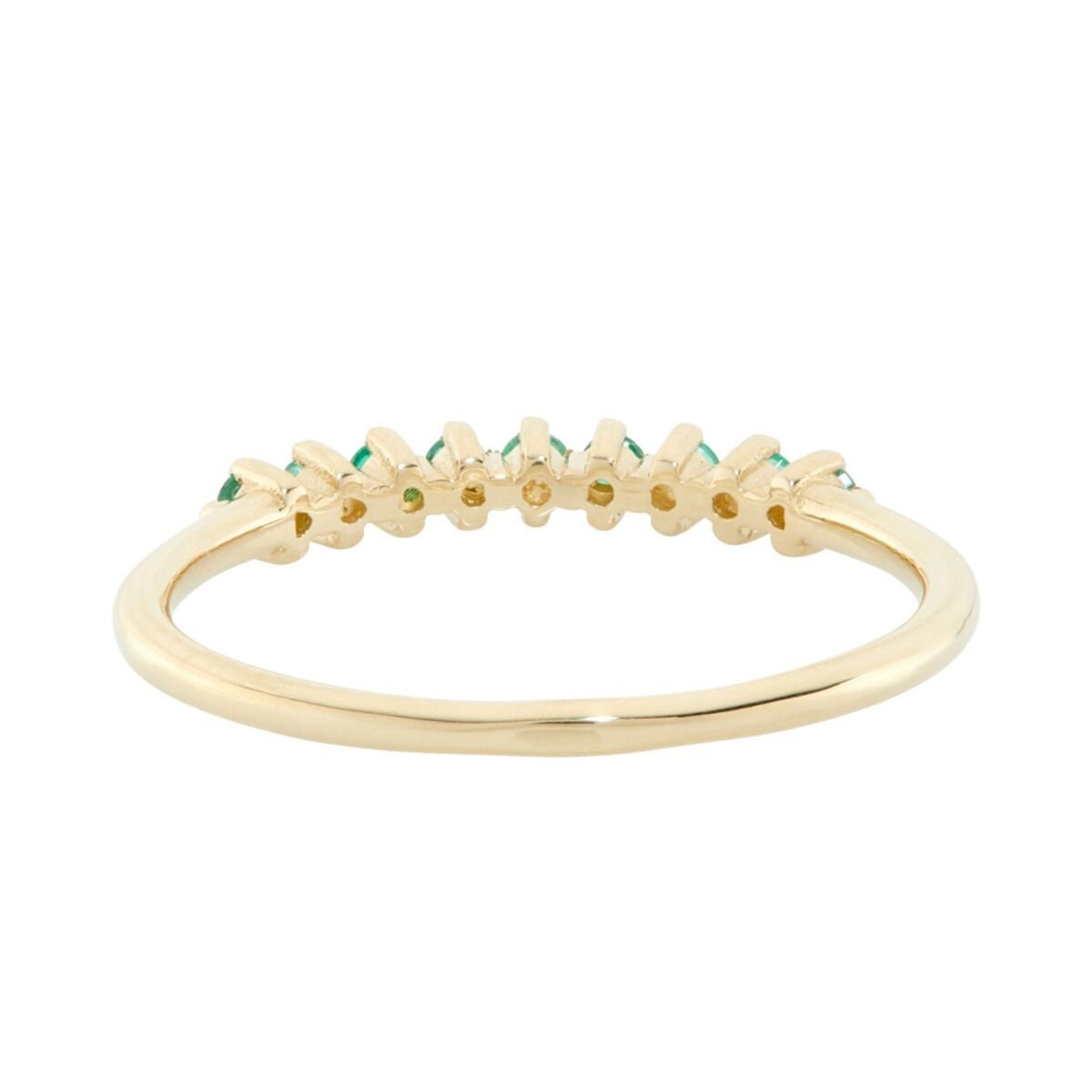 Emerald Wedding Band. 14K Solid Gold Emerald Band, Emerald Half Eternity Band, May Birthstone, Matching Band, Anniversary Gift For Her