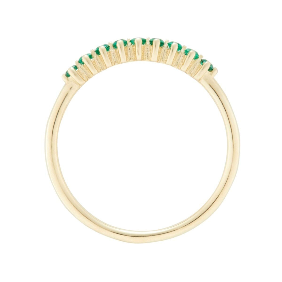 Emerald Wedding Band. 14K Solid Gold Emerald Band, Emerald Half Eternity Band, May Birthstone, Matching Band, Anniversary Gift For Her
