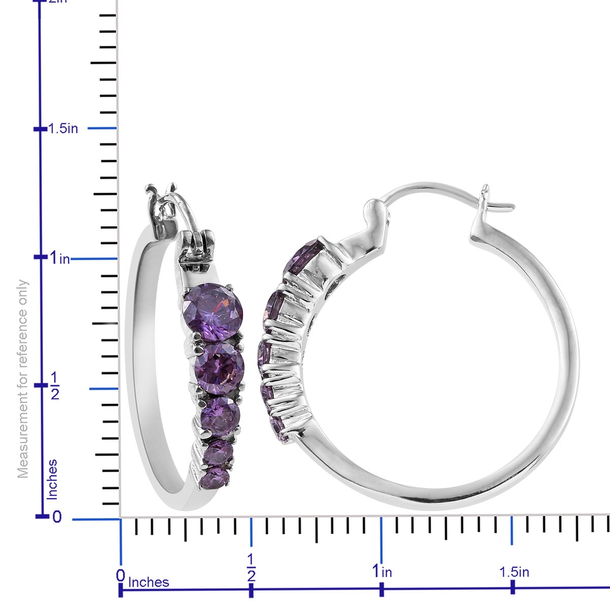 Genuine Amethyst Hoop Silver Earrings - Natural Purple Gemstone Jewelry