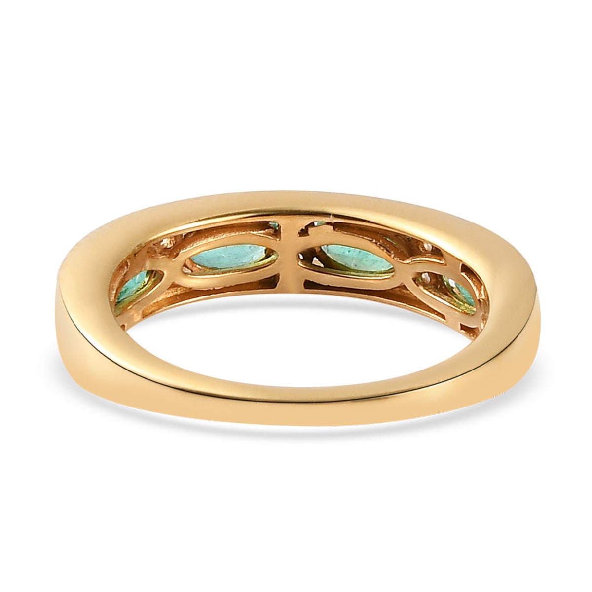 Vintage Emerald Diamond Ring: Yellow Gold Art Deco Wedding Band