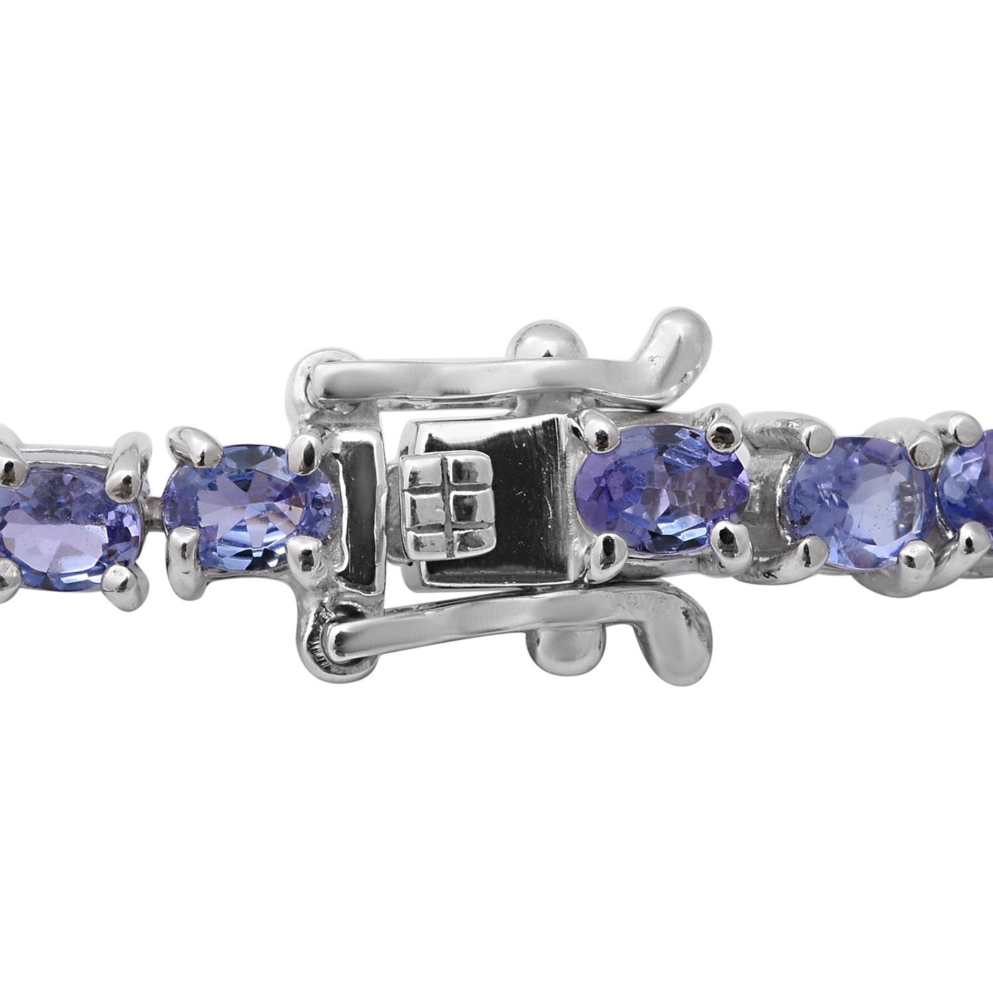 Tanzanite Tennis Bracelet: .925 Sterling Silver Rhodium Plated