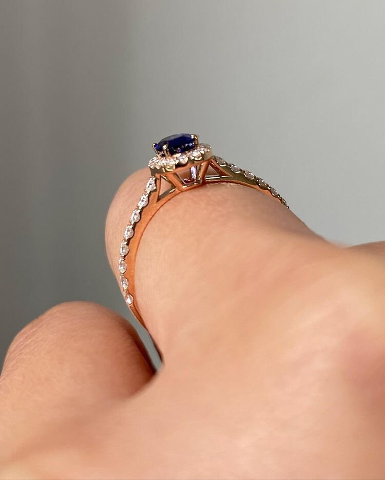 Tanzanite Diamond Cluster Engagement Ring - December Birthstone Jewelry