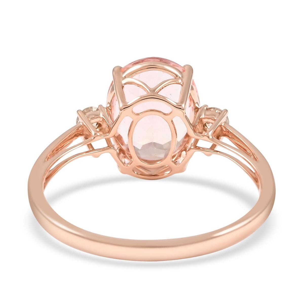 Rose Gold Morganite Ring - Dainty Engagement Promise Ring for Women