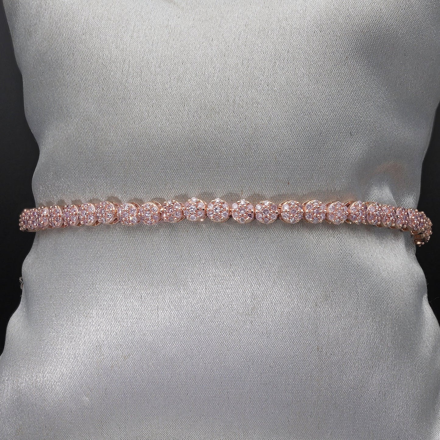 Rose Gold Pink Diamond Floral Tennis Bracelet: Sterling Silver, 2.0 ctw