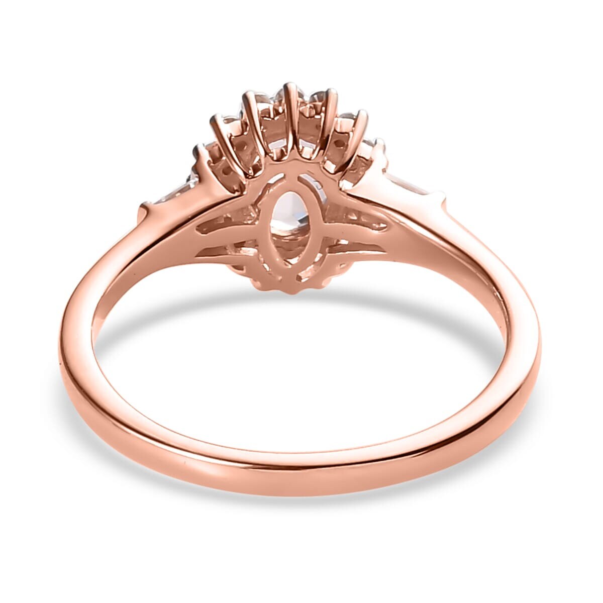 Oval Morganite engagement ring set Rose gold Vintage Halo Diamond Moissanite Wedding band Art deco Half Eternity band Anniversary ring