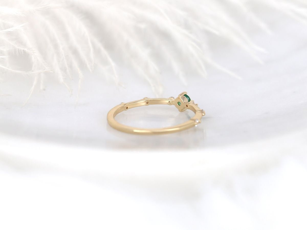 14k Solid Gold Vintage Emerald Engagement Ring | Oval Emerald Ring Women | Green Gemstone Solitaire Ring | Simple Statement Ring Real Gold