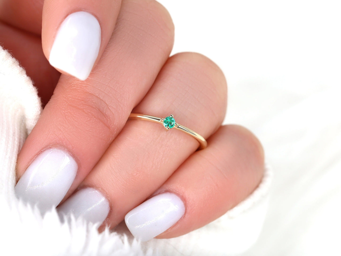 Natural Emerald Ring-14K Gold Emerald Ring For Women Engagement-Green Stone Ring-Dainty Emerald Ring-Raw Crystal Ring-Genuine Emerald Ring-