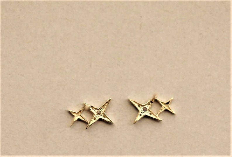 Dainty North Star Moissanite Delicate Celestial Earrings 14K Solid Gold Inset Stone Earring Handmade Charm Ear Studs Minimalist Earring