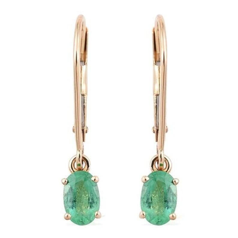 Natural Emerald Gold Earrings Green Emerald Earrings Lever back Earrings Emerald Earring Gift for her Anniversary Gift Mother's day Gift