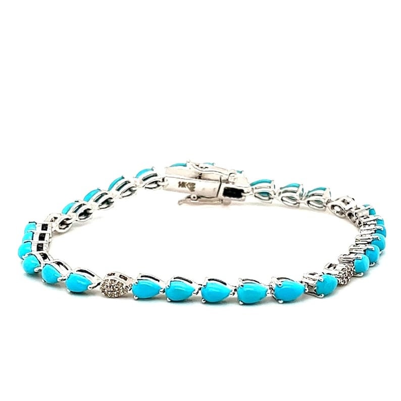 Pear Turquoise Bracelet: Solid 925 Sterling Silver Gemstone Bracelet