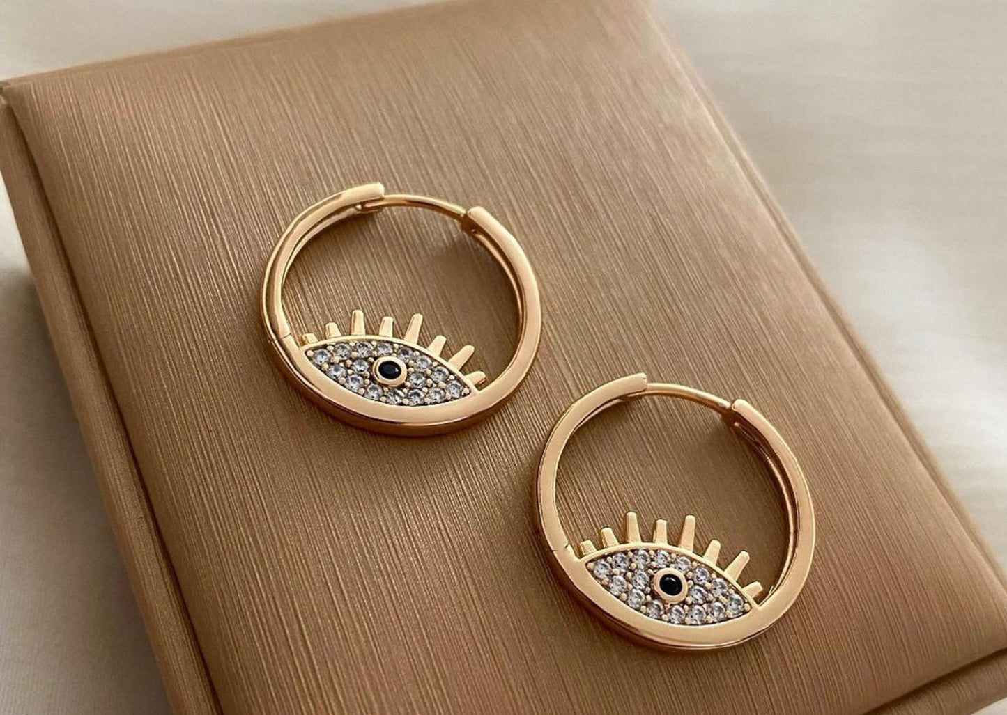 14K Solid Gold Diamond Evil Eye Studs, Small Evil Eye Earrings, White, Yellow, Rose Gold, Protection Earrings, Birthday Gift, Prong Set,