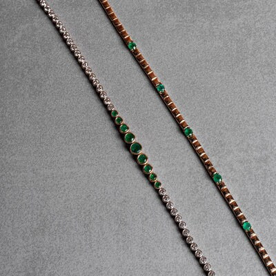 14k Solid Gold Five Emerald Bracelet, Natural Emerald Bracelet, 14k Emerald Bracelet, Cuban Chain Bracelet, Emerald Gold Tennis Bracelet