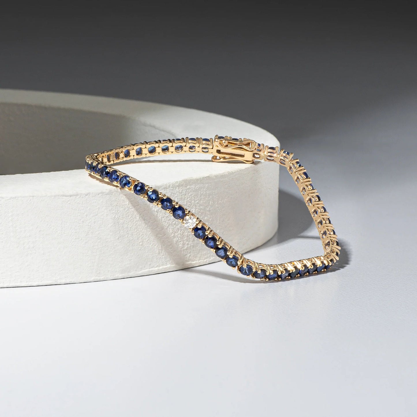 14K Gold Natural Blue sapphire And Diamond tennis bracelet, Natural 3MM round blue sapphire tennis bracelet gold, Blue sapphire bracelet