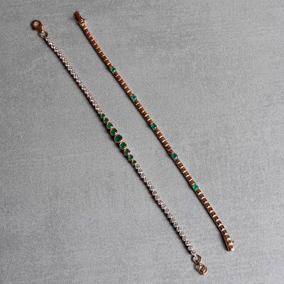 14k Solid Gold Five Emerald Bracelet, Natural Emerald Bracelet, 14k Emerald Bracelet, Cuban Chain Bracelet, Emerald Gold Tennis Bracelet