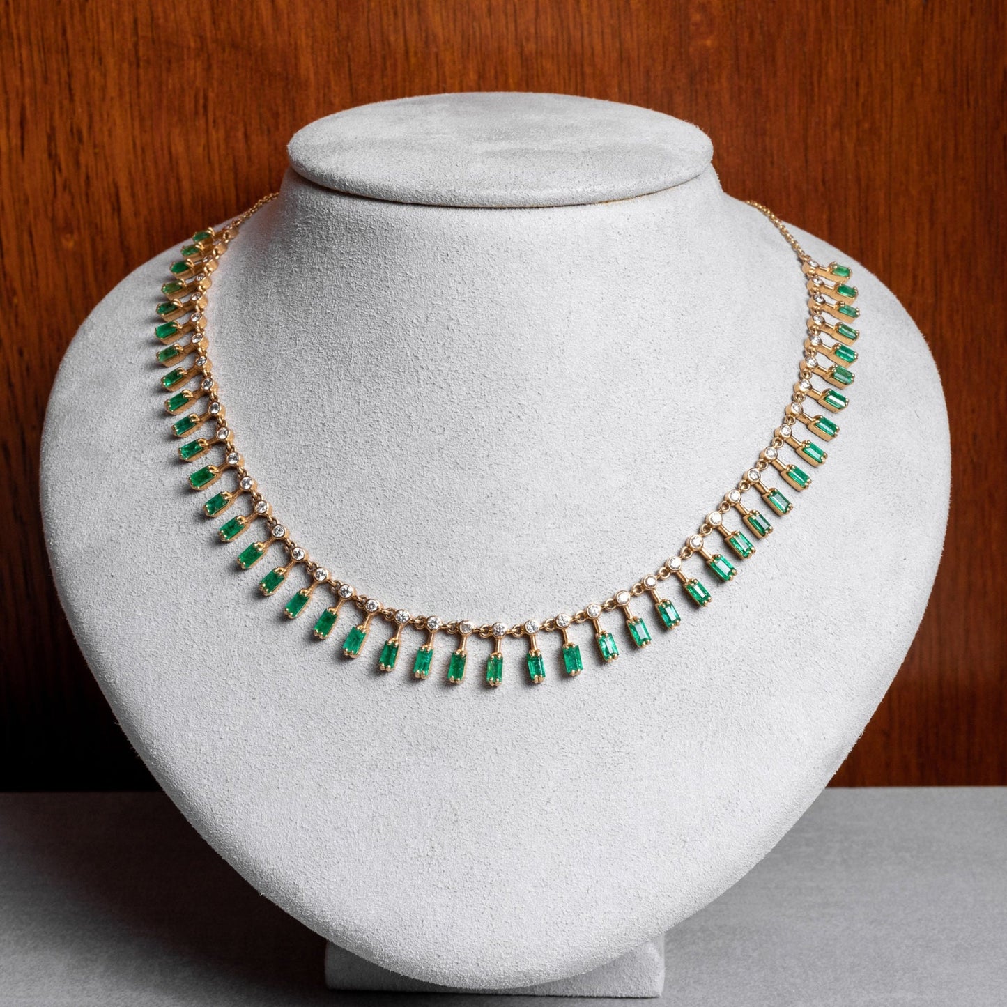 Natural Emerald baguette cut Gemstone Solid 14k Gold Handmade Necklace/Emerald necklace /Birthday /Christmas/Engagement/Gift For Anniversary