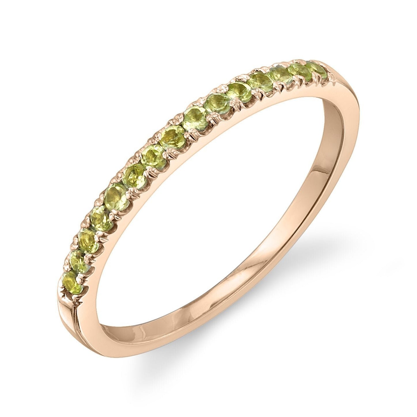 Micro Pave Peridot Wedding Band, Sterling Silver Dainty Stackable Band, August Birthstones, Peridot Eternity Band 1.5 MM Peridot Ring