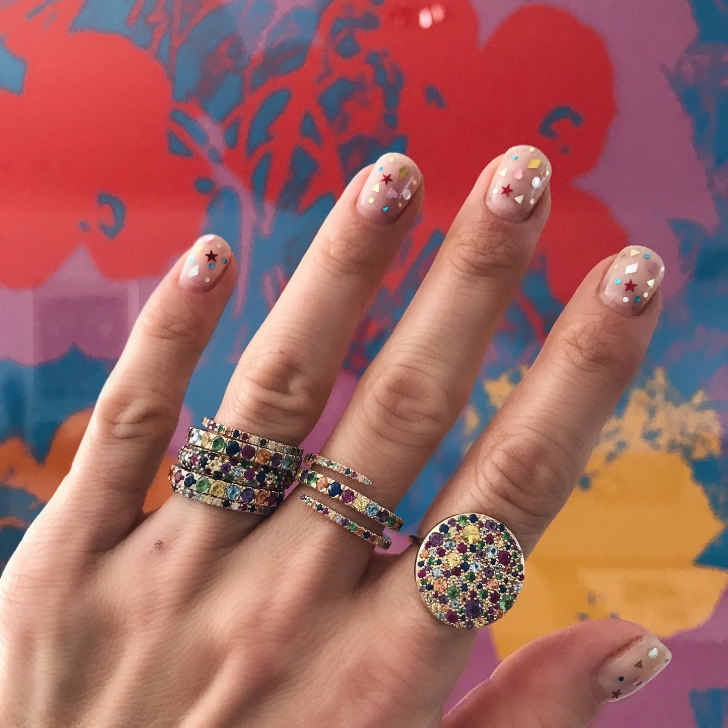 Multi Rainbow Sapphire Ring, Half Eternity Band Ring, wedding band Women Jewelry Stacking Matching Bridal Anniversary gift for her Promise