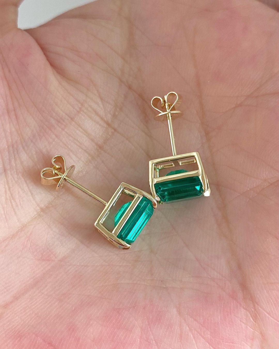 Genuine Emerald Earrings, Emerald Earrings, Emerald Stud Earrings, Bridesmaid Gift, May Birthstone, Emerald Studs, Anniversary Gift for her