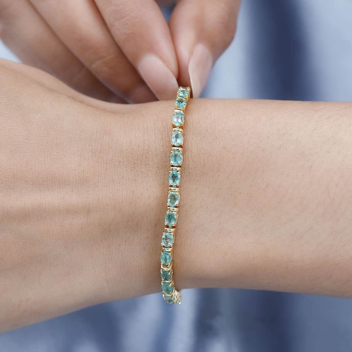 Emerald Tennis Bracelet: 14k Yellow Gold Prong Set Gemstone Bracelet