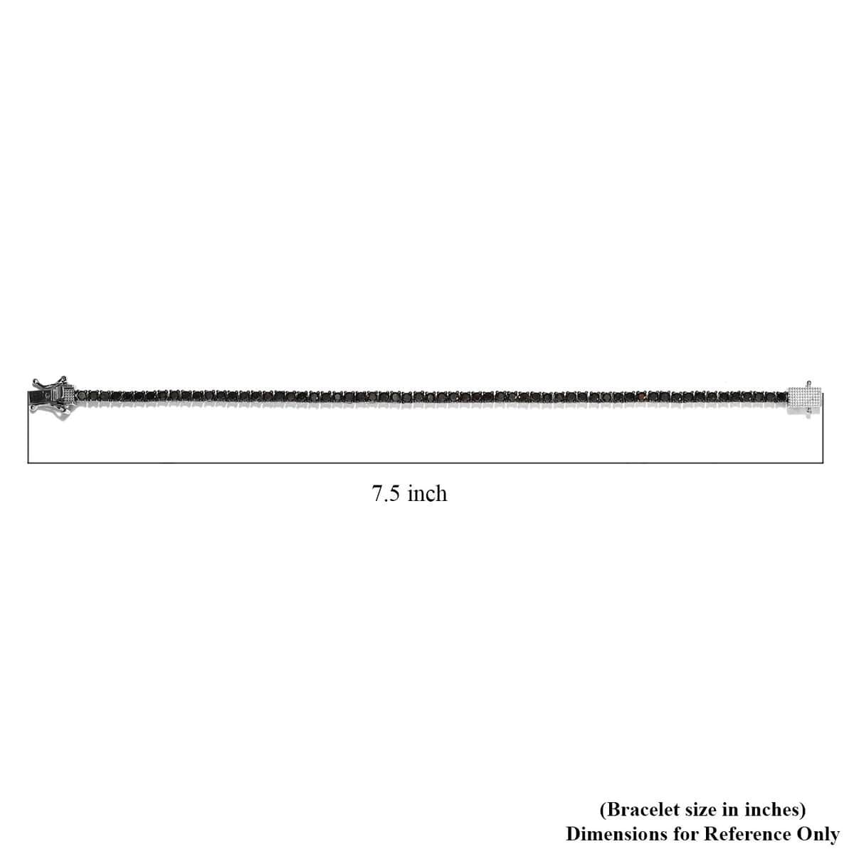 Tennis Bracelet 3mm Round Cut Black Gemstone Bracelet, Black Diamond Tennis Bracelet in Over Sterling Silver (7.25 In) 5.00 ctw