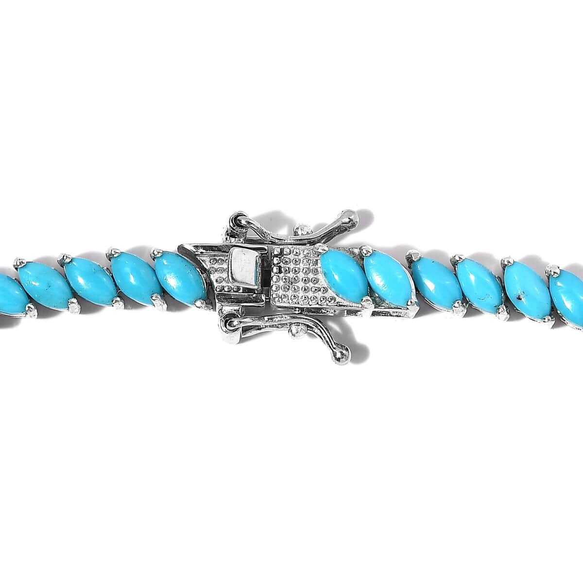 Sleeping Beauty Turquoise Tennis Necklace: Sterling Silver, 25.25 ctw