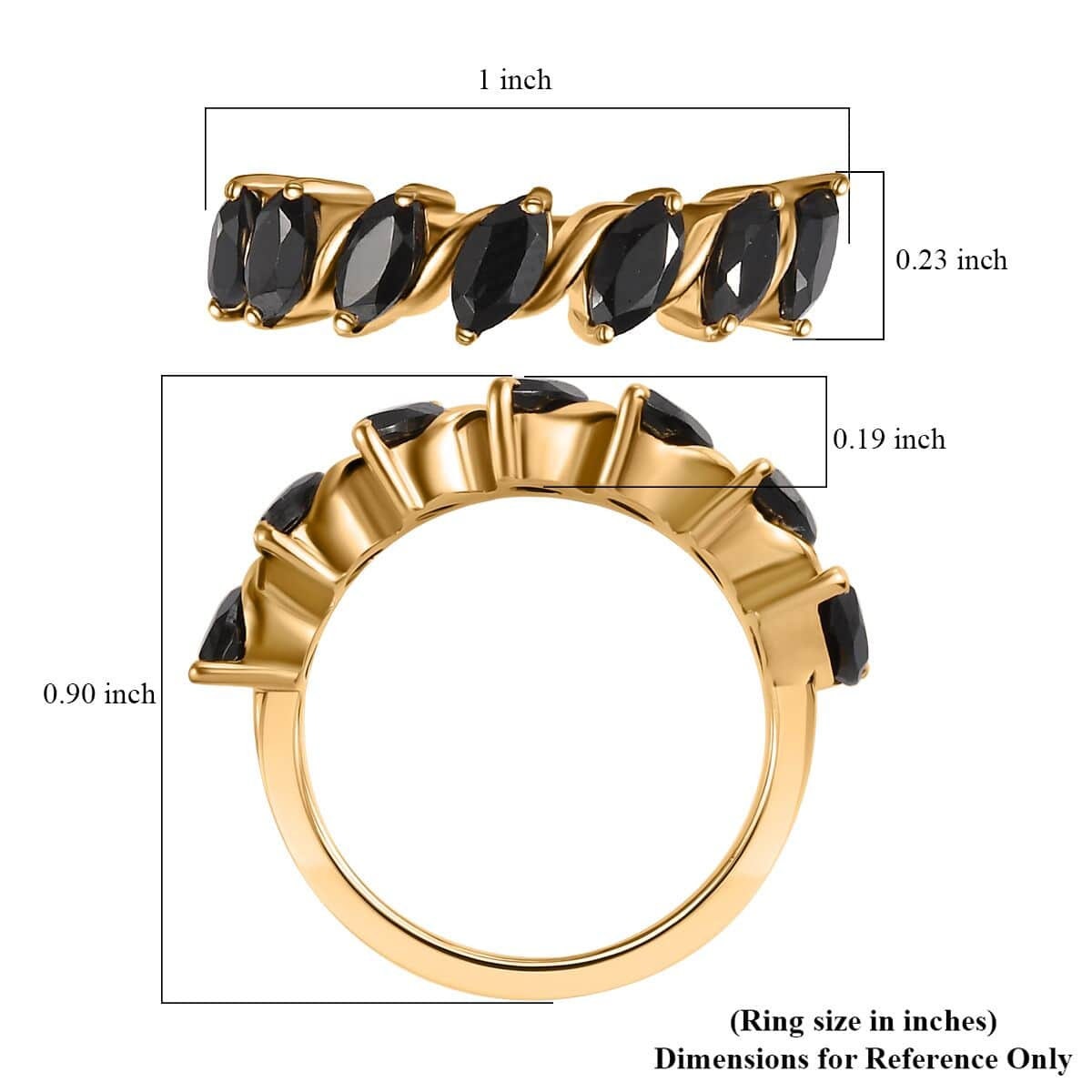 Elegant Black Spinel 7 Stone Vermeil Ring | 2.00 ctw | Ideal Gift for Mom, Anniversary Gift for Her