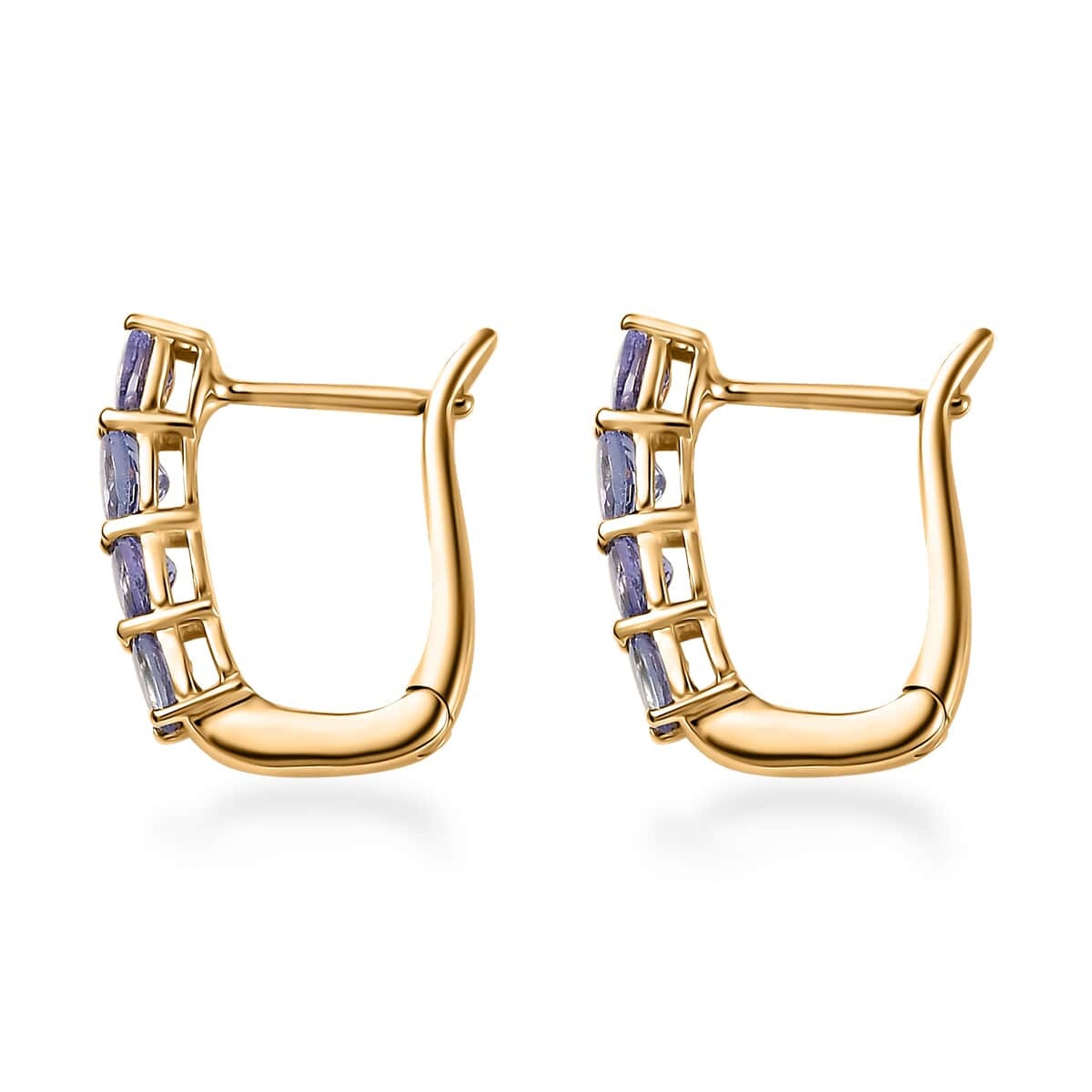 14k Yellow Gold tanzanite Hoop Earring, Hoop Earrings 14K Yellow Gold, 14K Yellow Gold Tanzanite Huggie Earrings, Gift For Her
