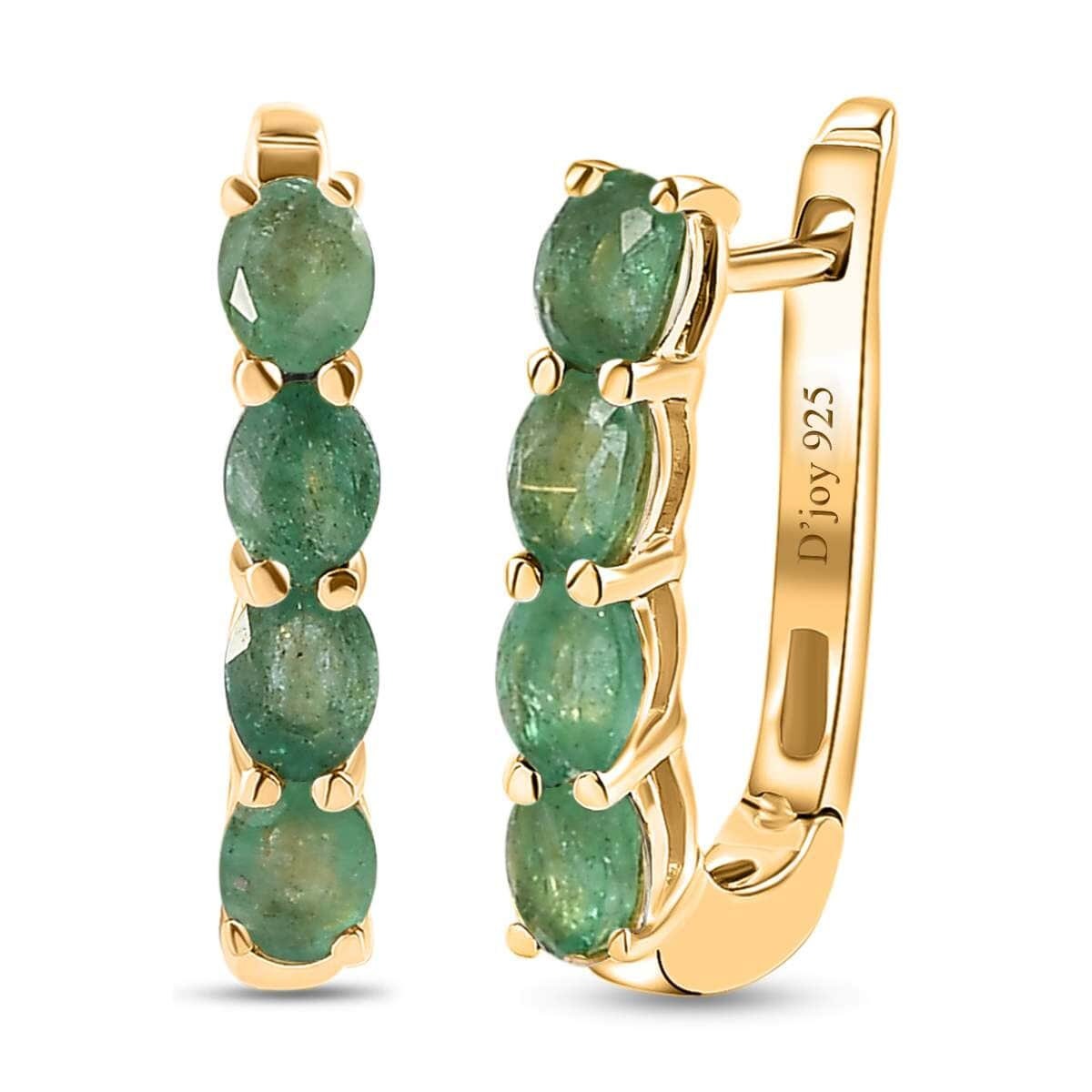 14k Yellow Gold Emerald Huggie Hoop 14K Gold Earrings For Her, May Birthstone Huggie Hoops, Hoop Minimalist Earrings, Green Gemstone Hoops