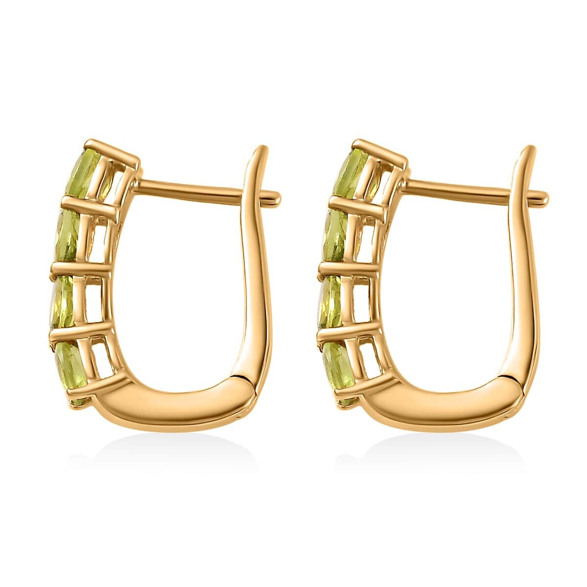 14k Solid Yellow Gold, Natural Green Peridot Earrings, 14K Gold Earrings For Her, Hoop Minimalist Earrings, Red Gemstone Hoops