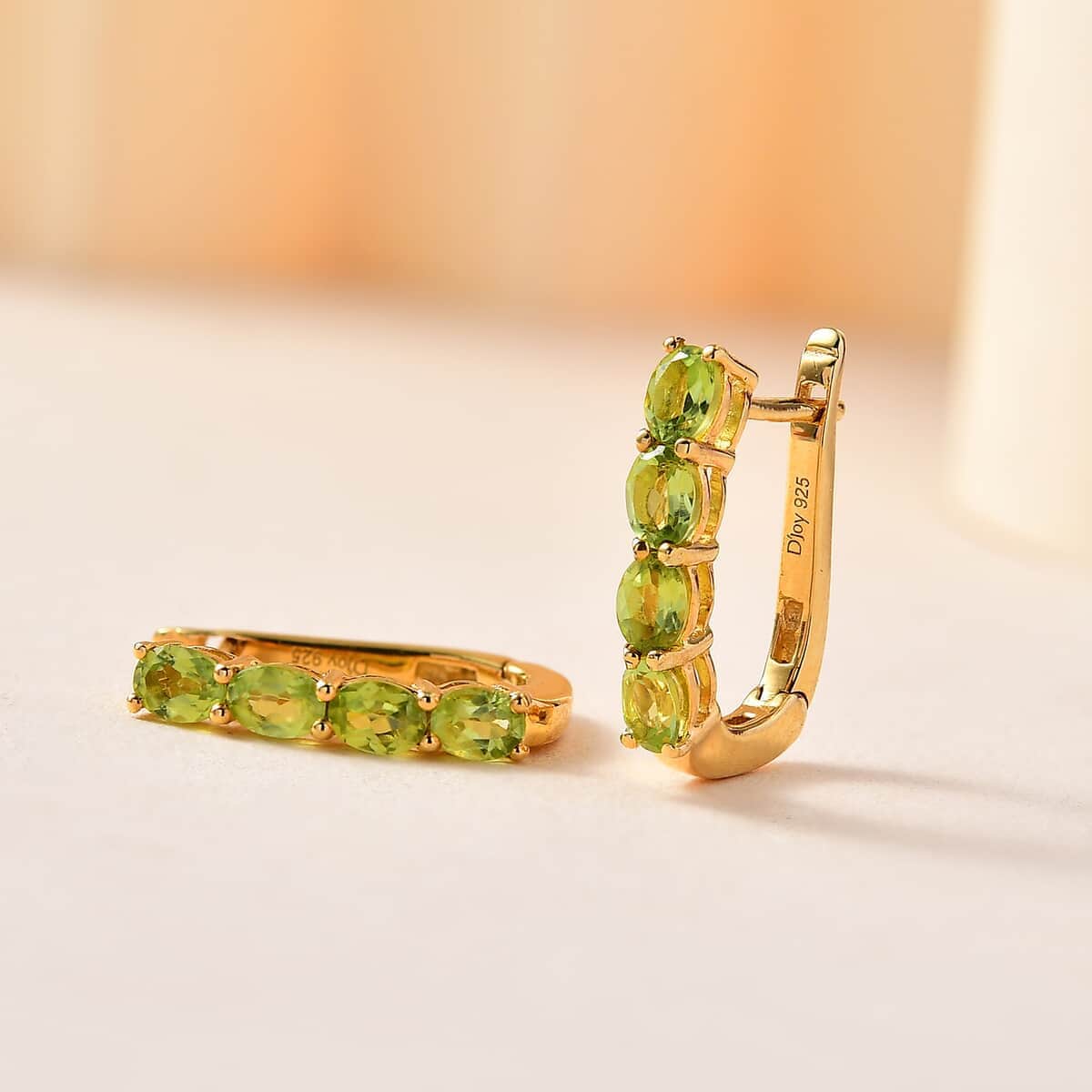 14k Solid Yellow Gold, Natural Green Peridot Earrings, 14K Gold Earrings For Her, Hoop Minimalist Earrings, Red Gemstone Hoops