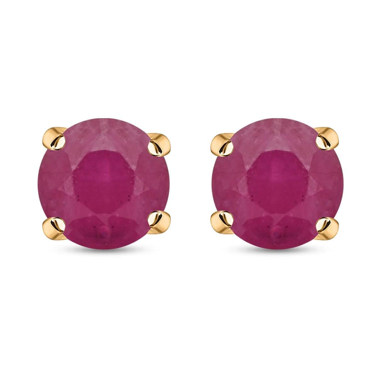 Natural Ruby 14K Yellow Gold Stud Earring, Ruby Stud, Mom Gift, Gift For Her, 10K Yellow Gold AAA Ruby Stud Earrings 1.50 ctw Ruby Earring