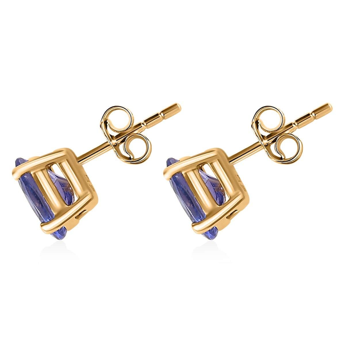 Natural Tanzanite 14k Yellow Gold Earrings, Faceted Tanzanite Studs, Everyday Studs, Dainty Earrings, December Stone, Gift For Love
