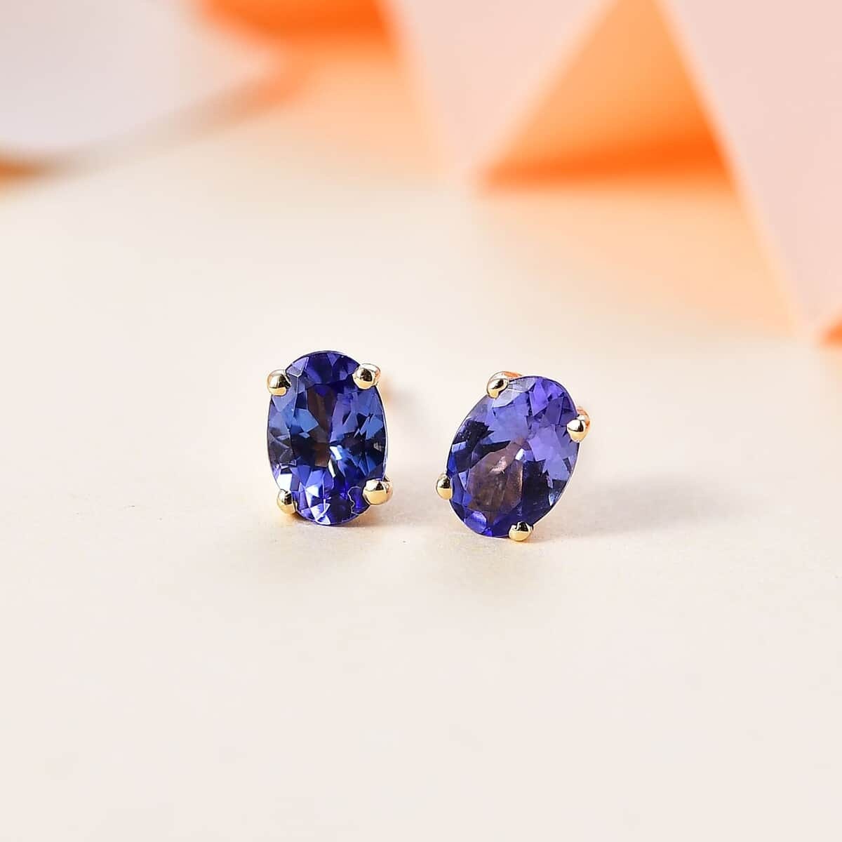 Natural Tanzanite 14k Yellow Gold Earrings, Faceted Tanzanite Studs, Everyday Studs, Dainty Earrings, December Stone, Gift For Love