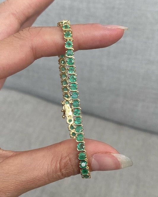 14k Gold Emerald Bracelet , Tennis Bracelet , Silver Bracelet , Gold Tennis Bracelet , Dainty Bracelet, Bridal Jewelry, Bridesmaid Gift