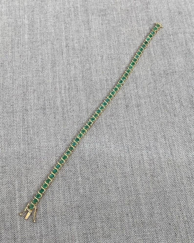 14k Gold Emerald Bracelet , Tennis Bracelet , Silver Bracelet , Gold Tennis Bracelet , Dainty Bracelet, Bridal Jewelry, Bridesmaid Gift