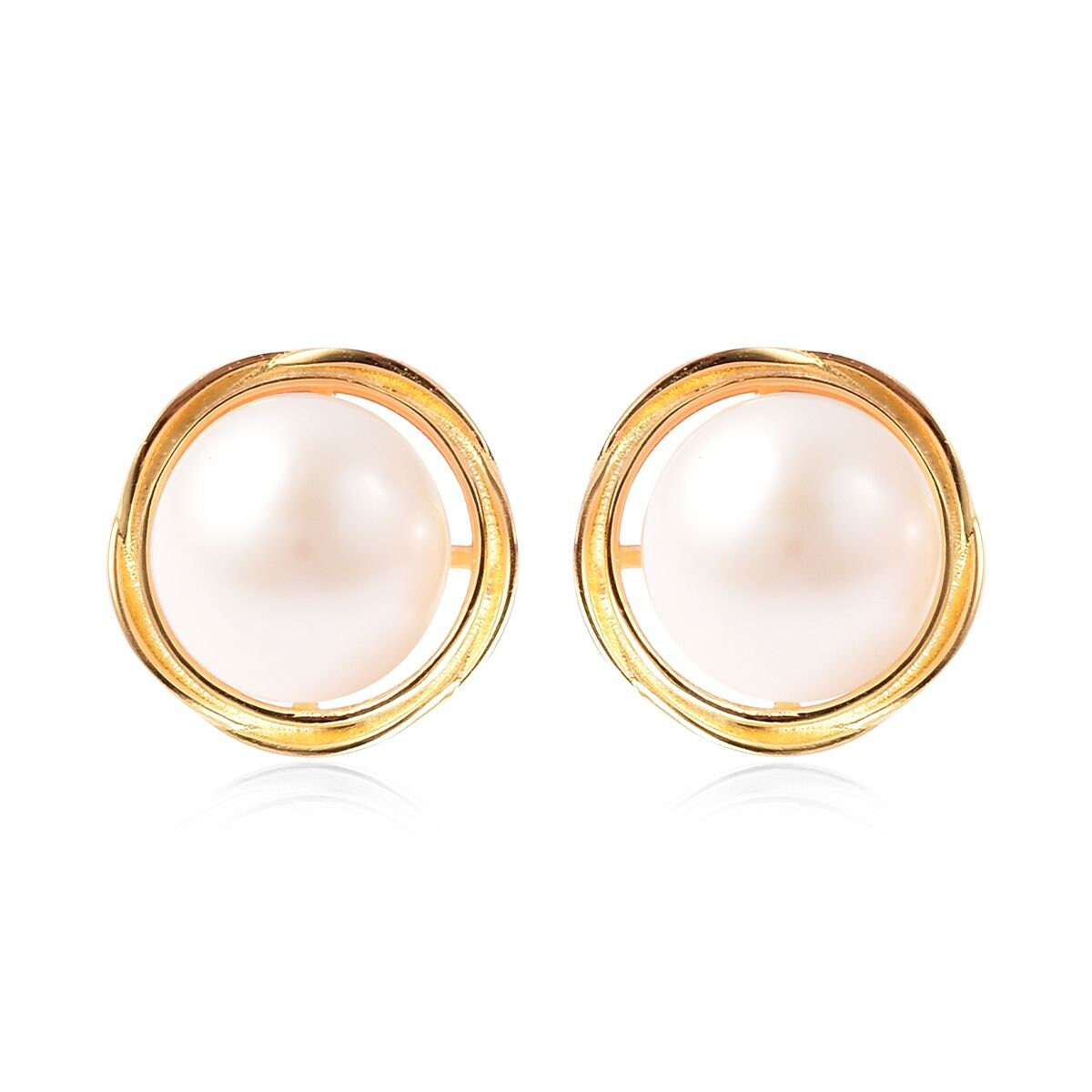 14k Yellow Gold Pearl Stud Earring, Fresh water Peral Stud Earring, Round Peral Earring Gift For Her, Mom Gift, Anniversary Gift