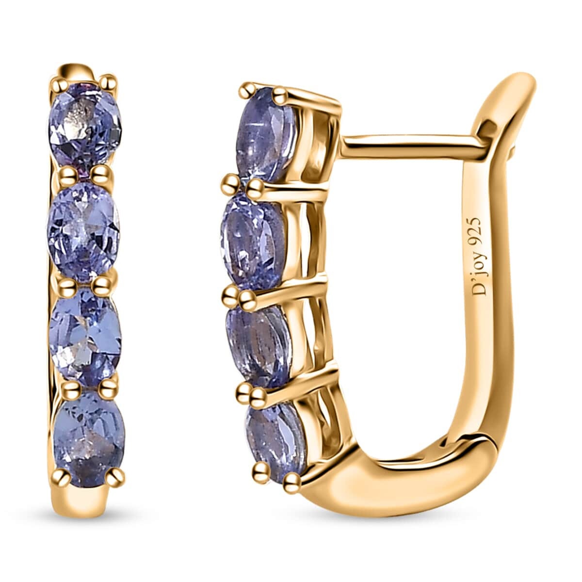 14k Yellow Gold tanzanite Hoop Earring, Hoop Earrings 14K Yellow Gold, 14K Yellow Gold Tanzanite Huggie Earrings, Gift For Her