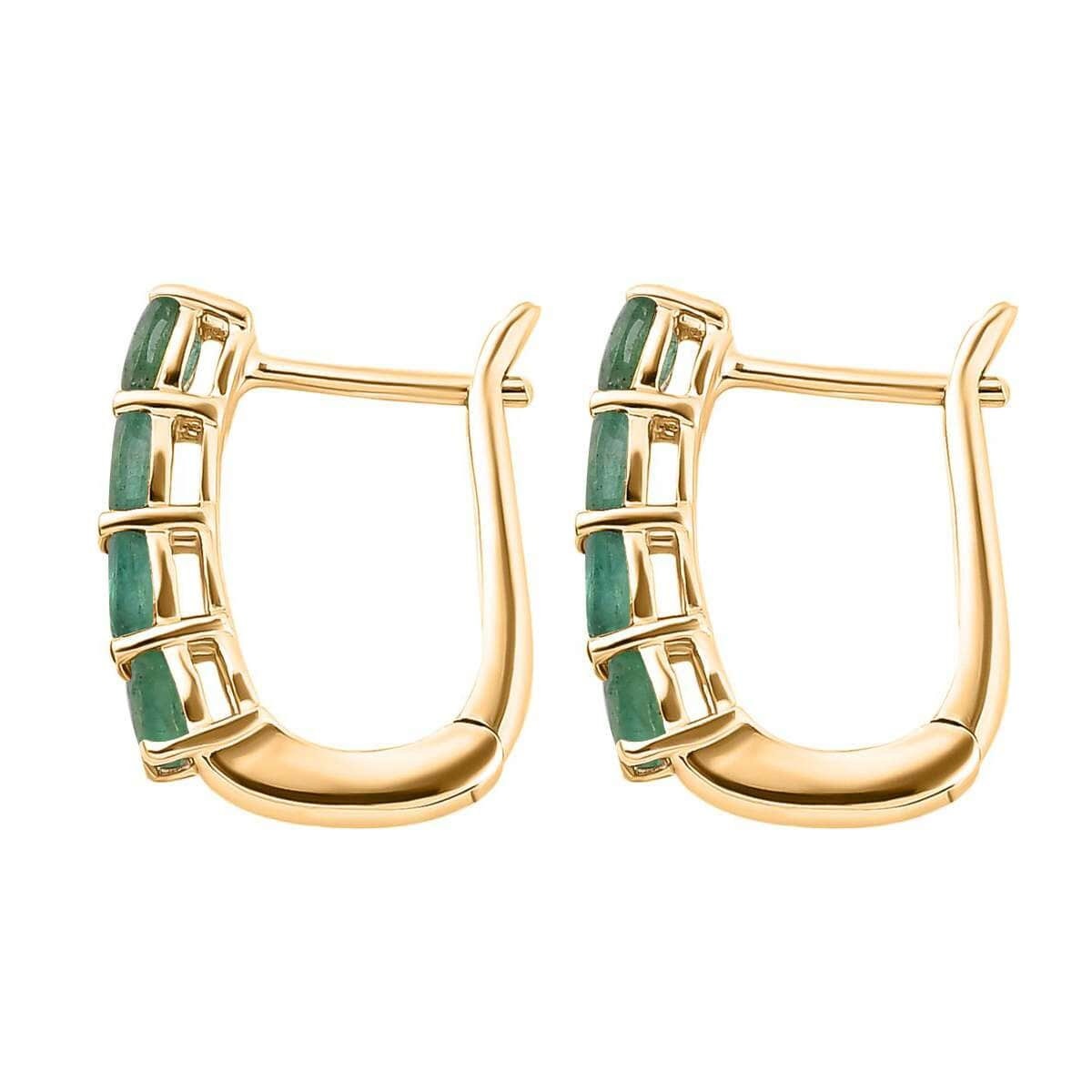 14k Yellow Gold Emerald Huggie Hoop 14K Gold Earrings For Her, May Birthstone Huggie Hoops, Hoop Minimalist Earrings, Green Gemstone Hoops