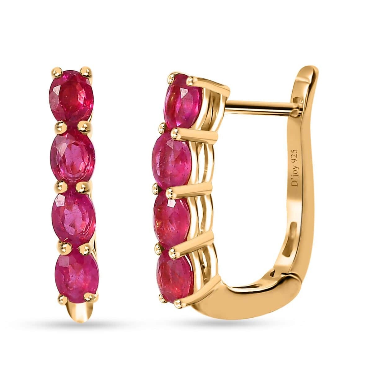 14k Yellow Gold Natural Ruby Earrings 14K Gold Earrings For Her, July Birthstone Huggie Hoops, Hoop Minimalist Earrings, Red Gemstone Hoops