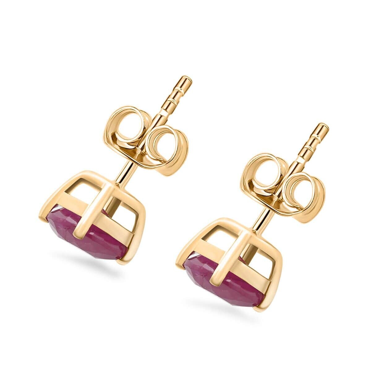 Natural Ruby 14K Yellow Gold Stud Earring, Ruby Stud, Mom Gift, Gift For Her, 10K Yellow Gold AAA Ruby Stud Earrings 1.50 ctw Ruby Earring