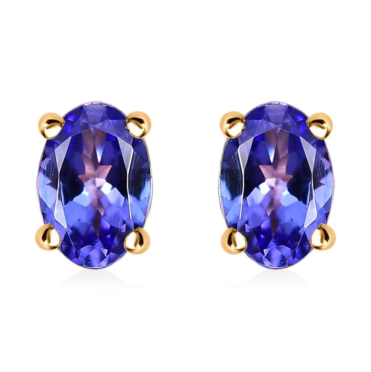 Natural Tanzanite 14k Yellow Gold Earrings, Faceted Tanzanite Studs, Everyday Studs, Dainty Earrings, December Stone, Gift For Love