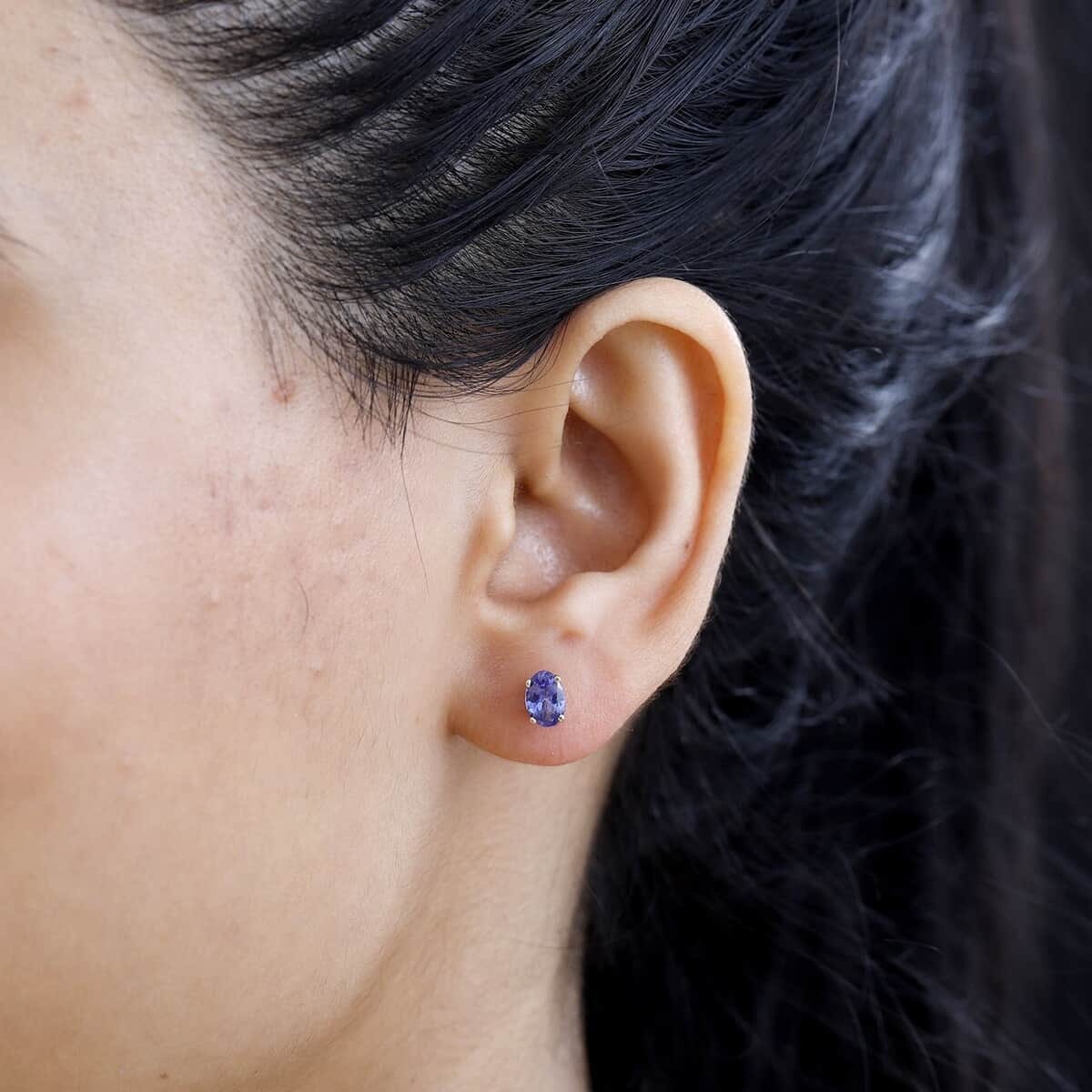 Natural Tanzanite 14k Yellow Gold Earrings, Faceted Tanzanite Studs, Everyday Studs, Dainty Earrings, December Stone, Gift For Love